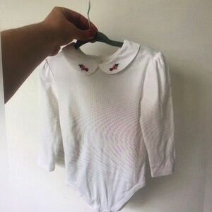 White Baby Bodysuit with Floral Collar